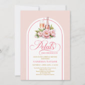 Invitation Trendy petals and prosecco blush gold celebration (Devant)