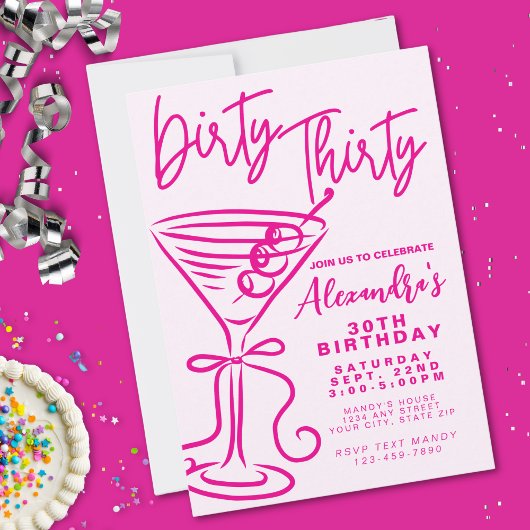 Invitation Trendy Pink Dirty Trente 30e anniversaire