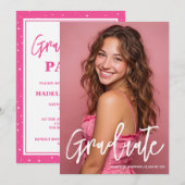 Invitation Trendy Pink Photo 2026 Graduation Party (Devant / Derrière)