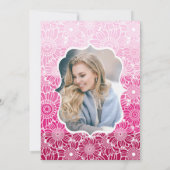 Invitation Trendy Pink Stripes Floral Photo Anniversaire (Dos)