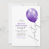 Invitation Trendy Purple Balloon 40th Birthday (Devant)