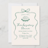 Invitation Trendy Quirky Hand Drake Wavy Pie Thanksgiving (Devant)