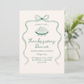Invitation Trendy Quirky Hand Drake Wavy Pie Thanksgiving (Debout devant)
