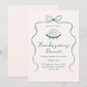 Invitation Trendy Quirky Hand Drake Wavy Pie Thanksgiving
