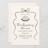 Invitation Trendy Quirky Hand Drake Wavy Pie Thanksgiving (Devant / Derrière)