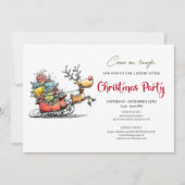 Invitation Trendy quirky reindeer Christmas party invite (Devant)