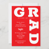 Invitation Trendy Red and White Graduation (Devant)