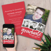 Invitation Trendy Red Graduation Party 4 Photo