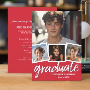 Invitation Trendy Red Graduation Party 4 Photo