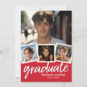 Invitation Trendy Red Graduation Party 4 Photo (Devant)