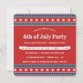 Invitation Trendy Red, White & Blue 4th Of July Party (Devant)