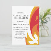 Invitation Trendy Red Yellow Dove Fire Confirmation (Debout devant)