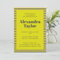 Trendy Retro Jaune Plaid Motif Graduation