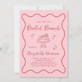 Invitation Trendy rose rouge Vavy Frame Bridal Brunch Douche (Devant)