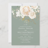Invitation Trendy Sage & Floral Wedding (Devant)