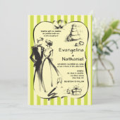 Invitation Trendy Scribble Stripes Whimsical Doodle Wedding (Debout devant)