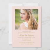 Invitation Trendy Script Blush Pink et Gold Graduation Party (Dos)