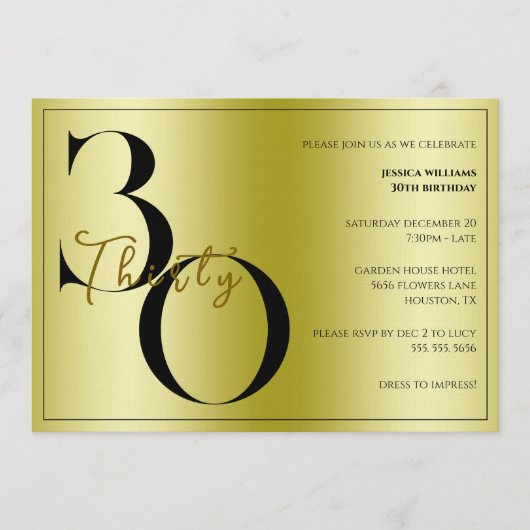 Invitation Trendy Shiny Modern unisex 30th Birthday (Devant)