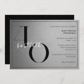 Invitation Trendy Shiny Modern Unisex 40th Birthday (Devant / Derrière)