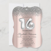 Invitation Trendy Silver Diamonds Rose Gold Douze Ans (Devant)