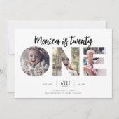 Invitation Trendy Simple 3 Photo Funny 21e anniversaire (Devant)