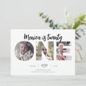 Invitation Trendy Simple 3 Photo Funny 21e anniversaire (Debout devant)