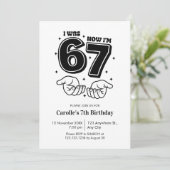 Invitation Trendy Six Year Old Funny 7th Birthday (Debout devant)