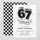 Invitation Trendy Six Year Old Funny 7th Birthday (Devant / Derrière)