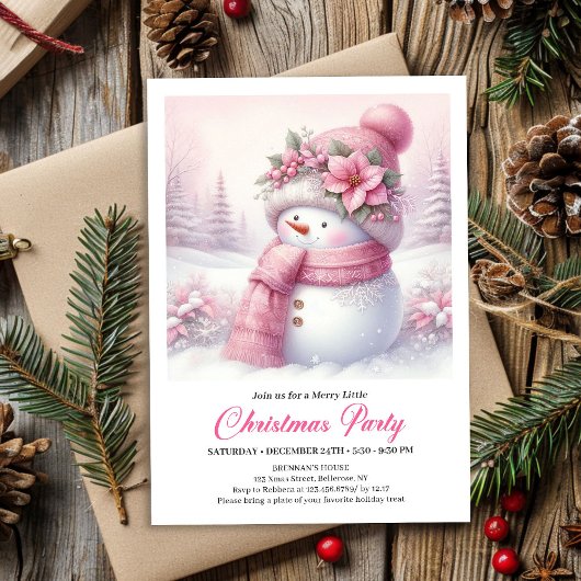 Invitation Trendy Snowy Forest Kids Digital Christmas Invites