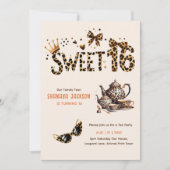 Invitation Trendy Sweet 16 Tea Party Empreinte de léopard (Devant)