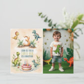 Invitation Trendy Trois Rex Dinosaur 3ème Anniversaire Photo (Debout devant)