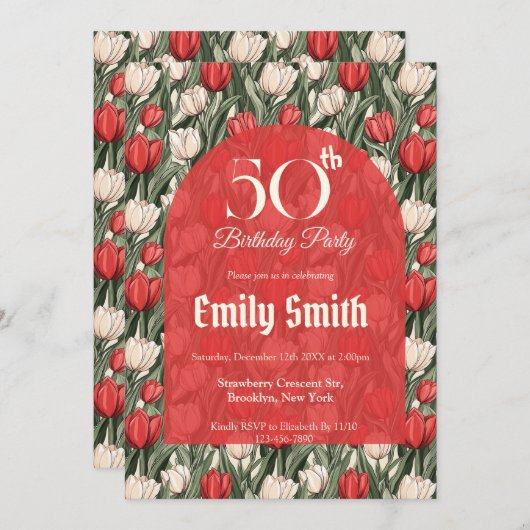 Invitation Trendy Tulip Fantasy First Birthday Gift (Devant / Derrière)