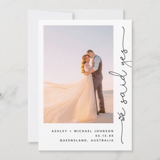 Invitation Trendy We Said Yes Réception uniquement 2 Photo (Devant)