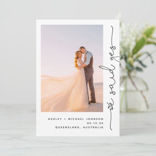 Invitation Trendy We Said Yes Réception uniquement 2 Photo (Debout devant)