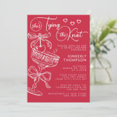 Invitation Trendy Whimsical Shes Tying The Knot Bridal Shower (Debout devant)