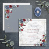 Invitation TrendyLight Dusty Blue Bourgogne Gold Floral Carré