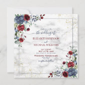 Invitation TrendyLight Dusty Blue Bourgogne Gold Floral Carré (Devant)