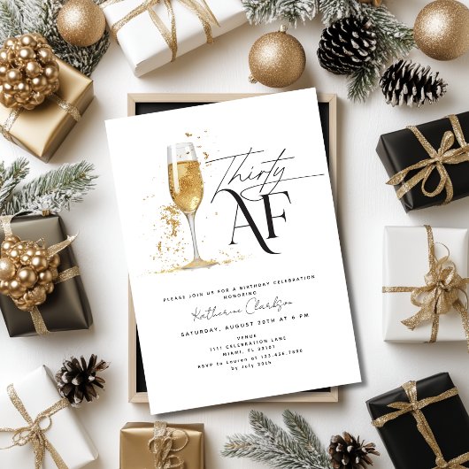 Invitation Trente AF Champagne Noir et Or 30e anniversaire