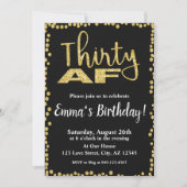 Invitation Trente AF parties scintillant noire et or 30e anni (Devant)