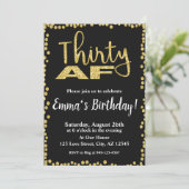 Invitation Trente AF parties scintillant noire et or 30e anni (Debout devant)