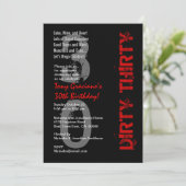 Invitation Trente anniversaire noir blanc rouge Modèle (Debout devant)
