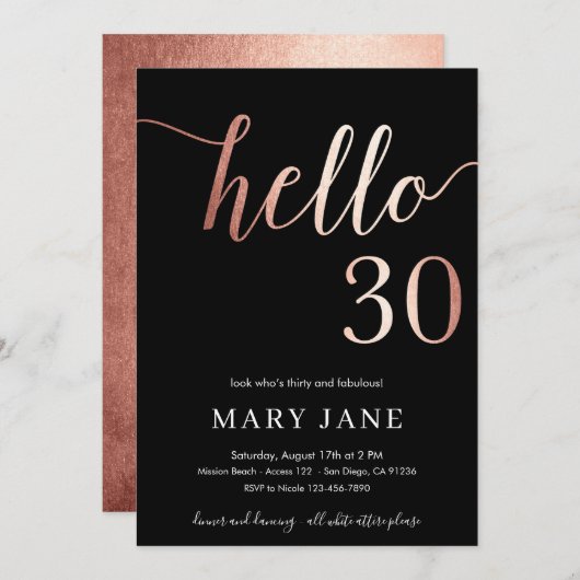 Invitation Trente ans, 30e anniversaire (Devant / Derrière)