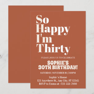 Invitation Trente ans et tellement heureux Fête d'anniversair