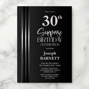 Invitation Trente ans Étonnants Anniversaire Noir Gris Rayé A