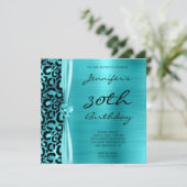 Invitation Trente ans, Glamour Léopard Bleu Turquoise (Debout devant)