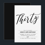 Invitation Trente ans Minimal Black & White Fête d'anniversai<br><div class="desc">Célébrez votre jour spécial avec cette invitation d'anniversaire minimaliste pour les 30 ans. Ce design présente un lettrage élégant "Trente" avec une combinaison de couleurs noir et blanc. Plus d'invitations d'anniversaire adultes et de fournitures de fête sont disponibles dans ma boutique BaraBomDesign.</div>