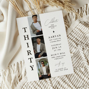 Invitation Trente ans Photo Strip 30e anniversaire élégant
