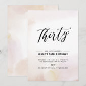 Invitation Trente | Aquarelle minimale de 30e anniversaire (Devant / Derrière)
