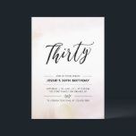 Invitation Trente | Aquarelle minimale de 30e anniversaire<br><div class="desc">Célébrez votre journée spéciale avec cette simple invitation à la fête du 30e anniversaire. Ce design est composé d'un script de lettrage "Thirty" avec un arrière - plan de texture de brosse d'aquarelle neutre. D'autres invitations pour les anniversaires d'adultes et fournitures de fête sont disponibles dans ma boutique BaraBomDesign.</div>