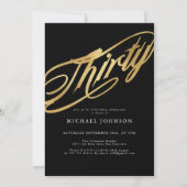 Invitation Trente Black and Gold Modern 30e anniversaire (Devant)